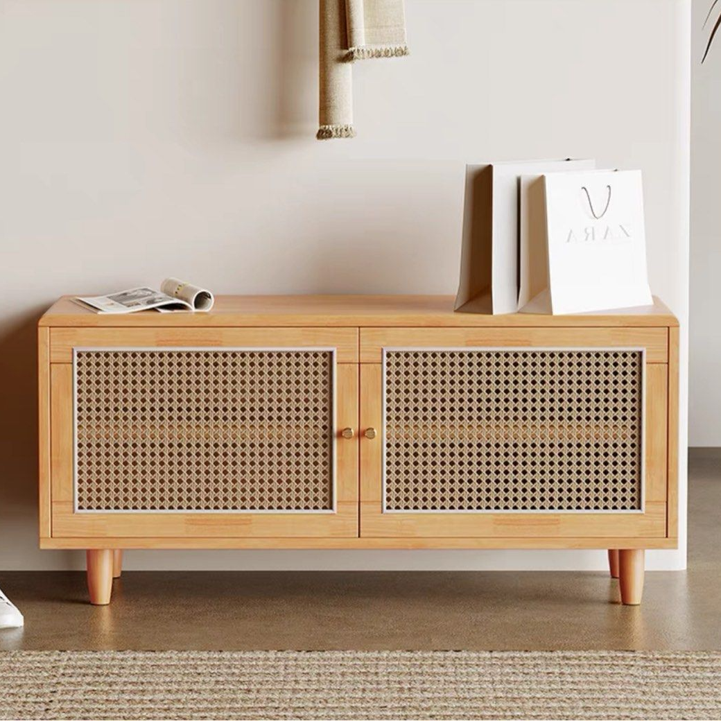 EMBERLY Japandi Solid Wood Storage Bench