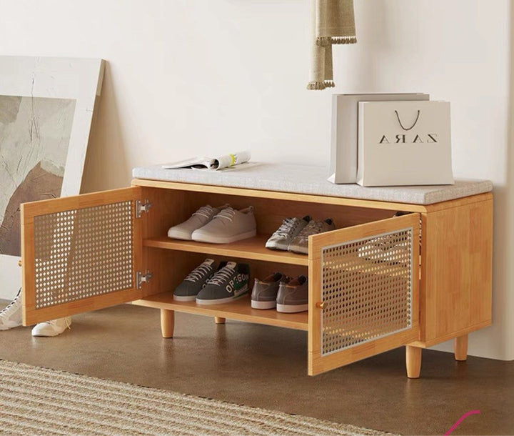 EMBERLY Japandi Solid Wood Storage Bench