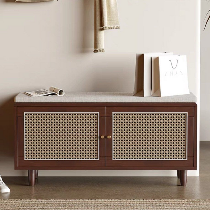 EMBERLY Japandi Solid Wood Storage Bench