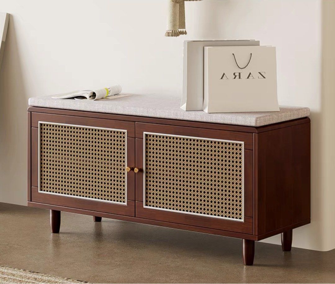 EMBERLY Japandi Solid Wood Storage Bench
