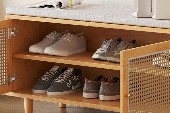 EMBERLY Japandi Solid Wood Storage Bench