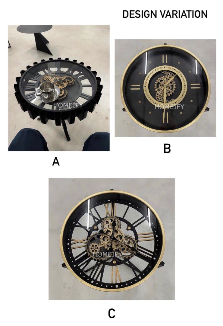 FAYE Industrial Moving Gear Clock Coffee Table