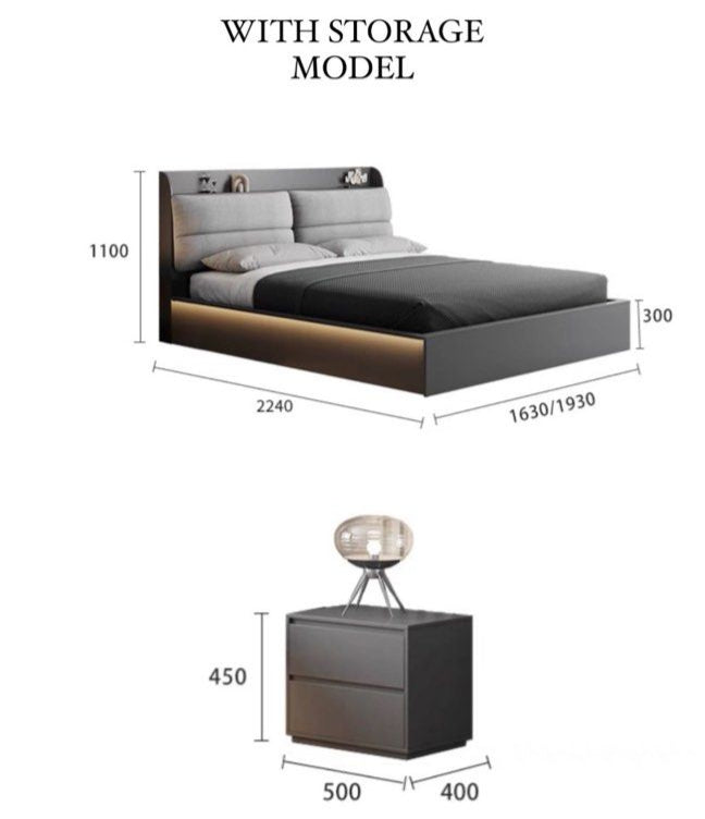 FENTY Modern Grey LED Bedframe