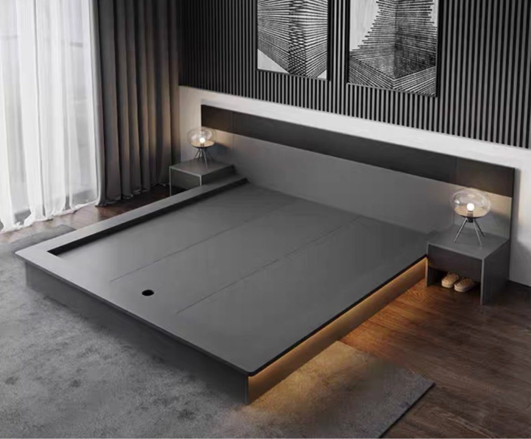 FENTY Modern Grey LED Bedframe