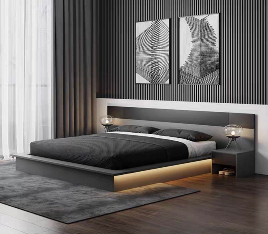 FENTY Modern Grey LED Bedframe
