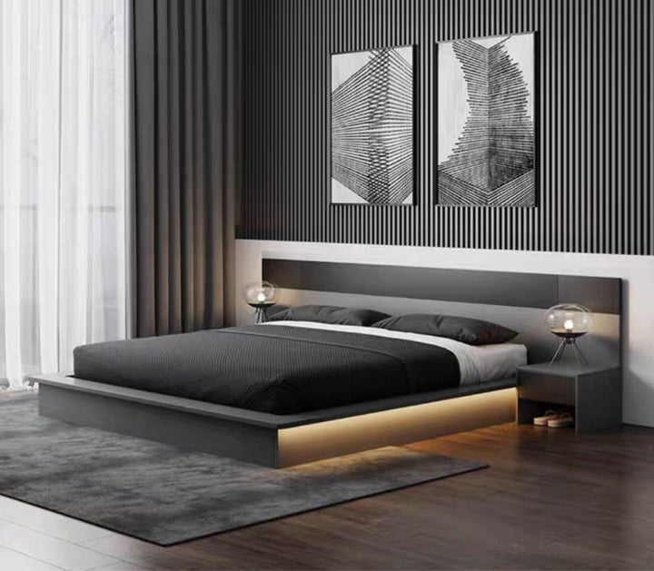 FENTY Modern Grey LED Bedframe