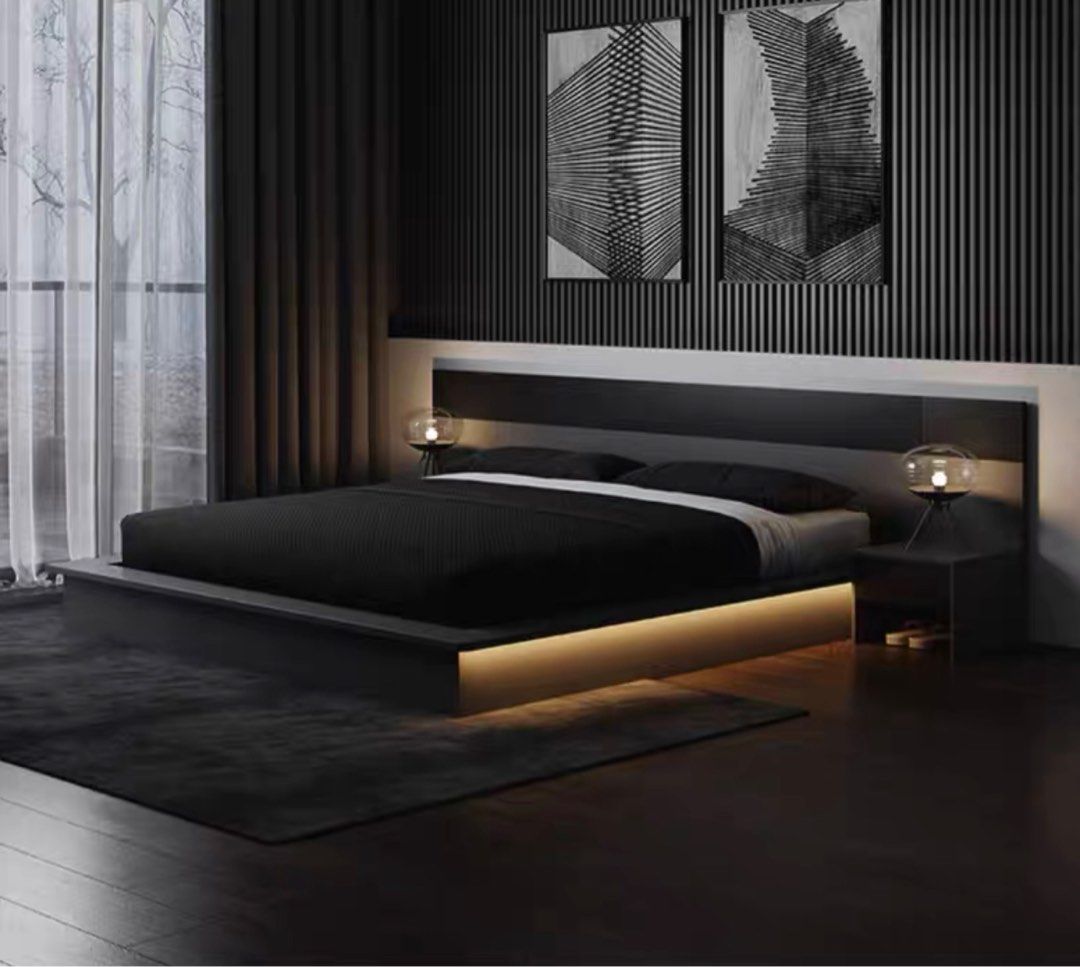 FENTY Modern Grey LED Bedframe
