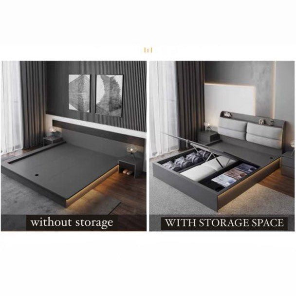 FENTY Modern Grey LED Bedframe