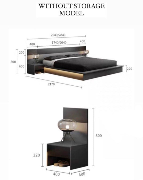 FENTY Modern Grey LED Bedframe