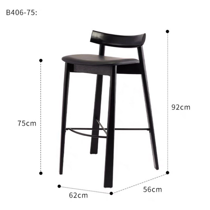 TRISHA Modern Solid Wood Bar Stool