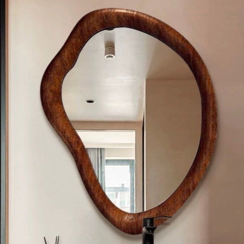 FORA Modern Walnut Irregular Wall Mirror