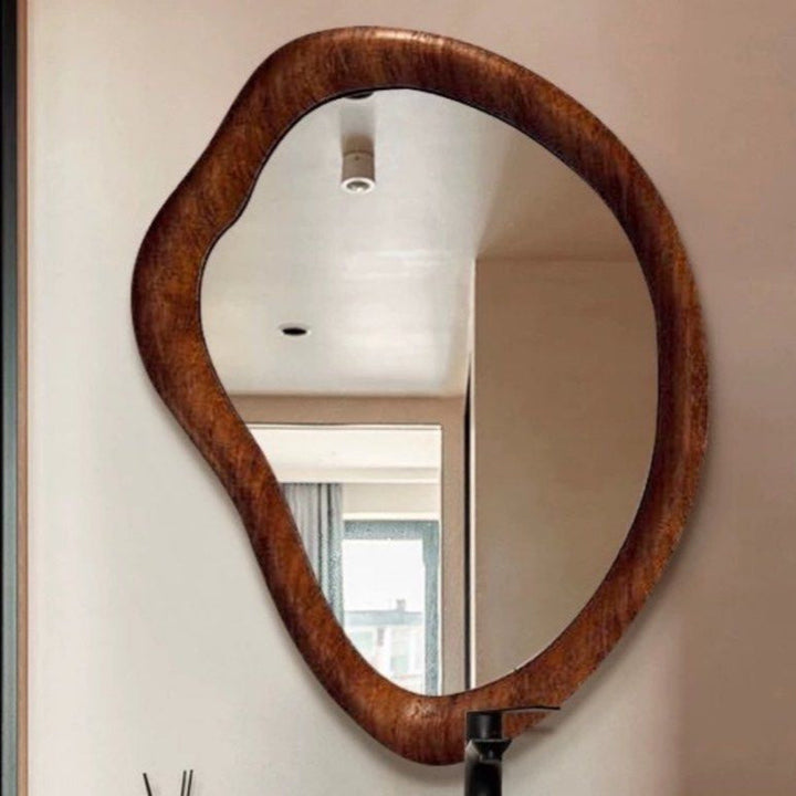 FORA Modern Walnut Irregular Wall Mirror