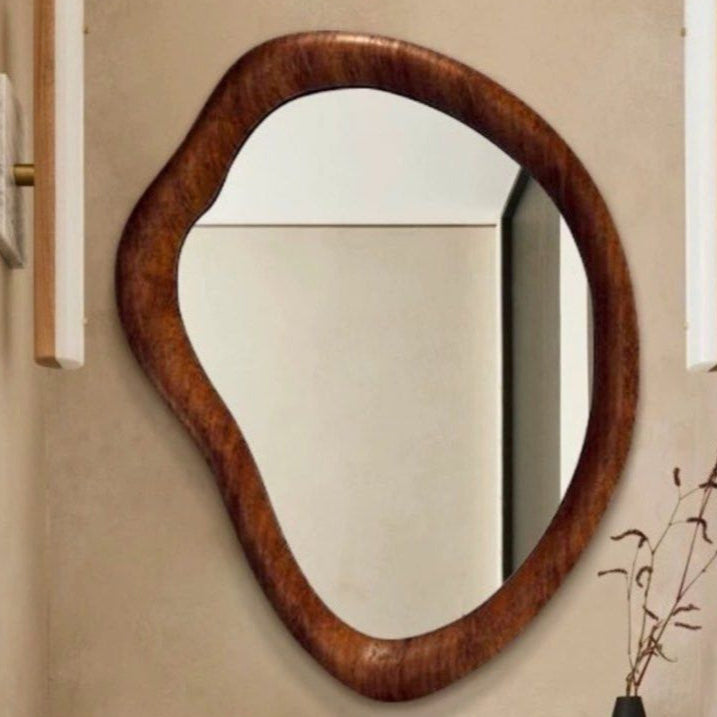 FORA Modern Walnut Irregular Wall Mirror