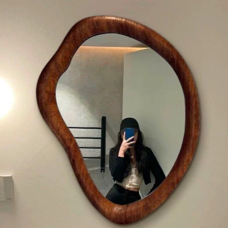 FORA Modern Walnut Irregular Wall Mirror