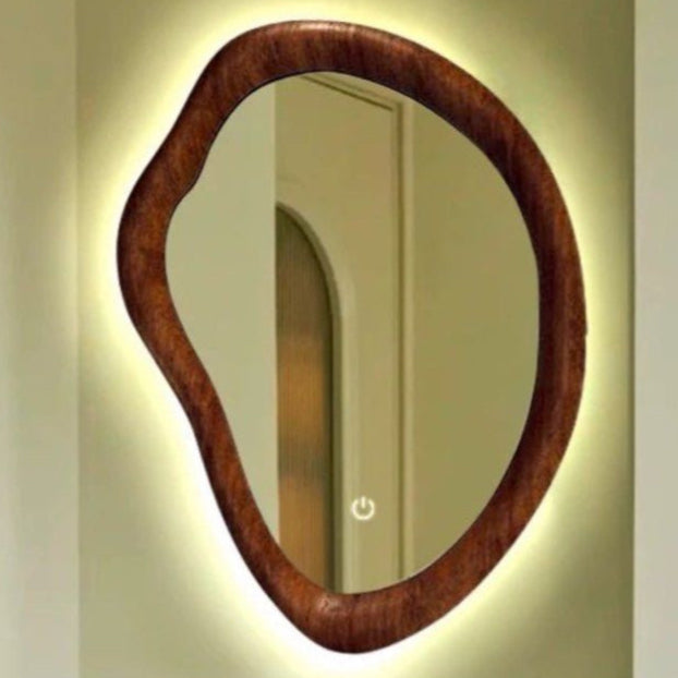 FORA Modern Walnut Irregular Wall Mirror