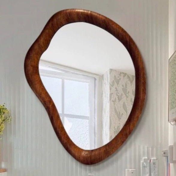 FORA Modern Walnut Irregular Wall Mirror