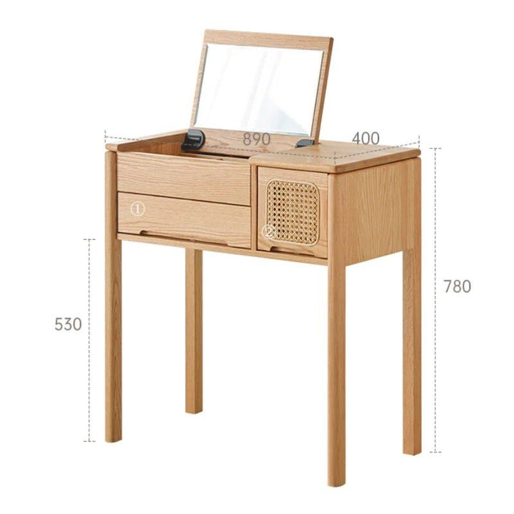 FUCCI Solid Wood Vanity Table & Stool