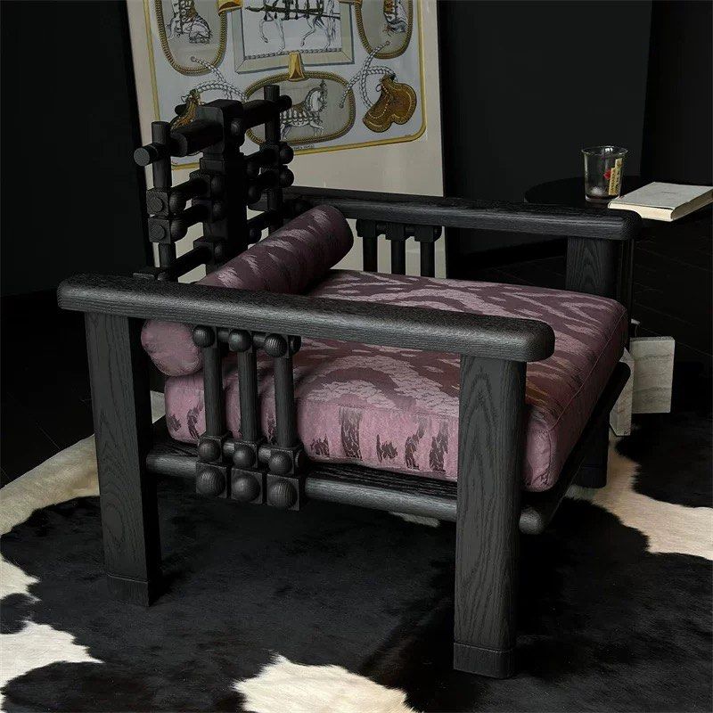 AILO Rustic Solid Wood Lounge Chair