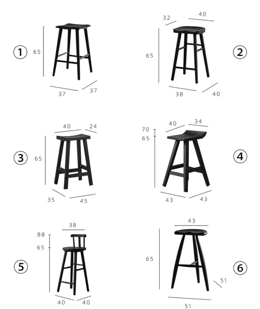 GEGEA Modern Black Solid Wood Stool