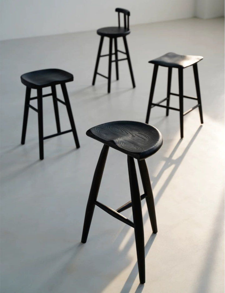 GEGEA Modern Black Solid Wood Stool