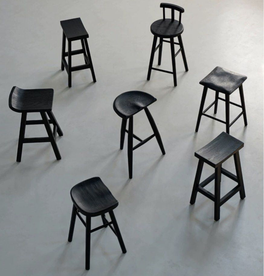 GEGEA Modern Black Solid Wood Stool