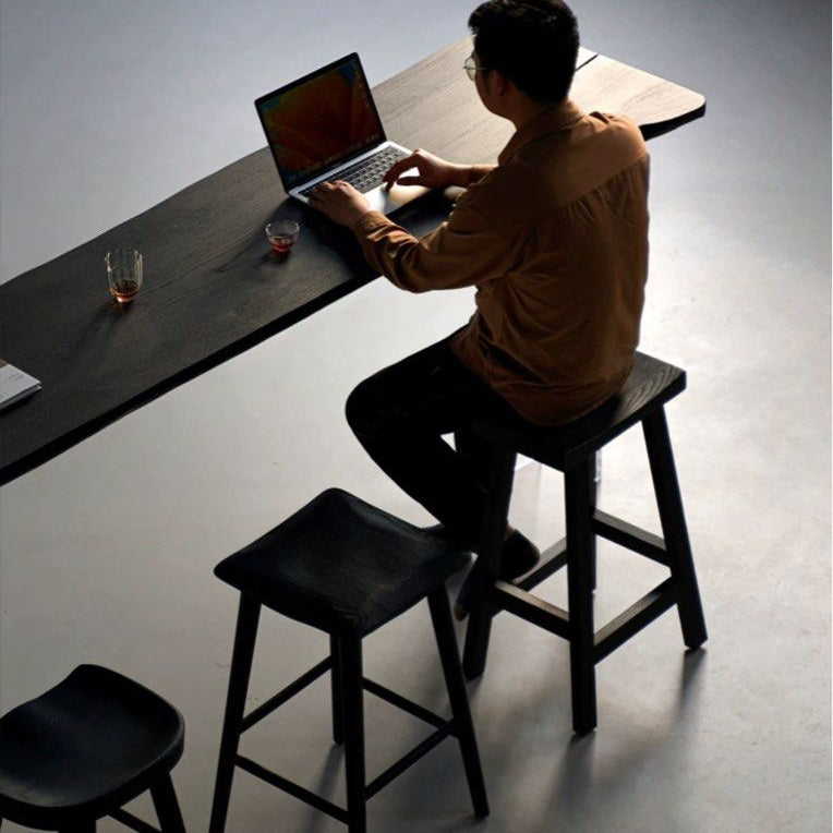 GEGEA Modern Black Solid Wood Stool