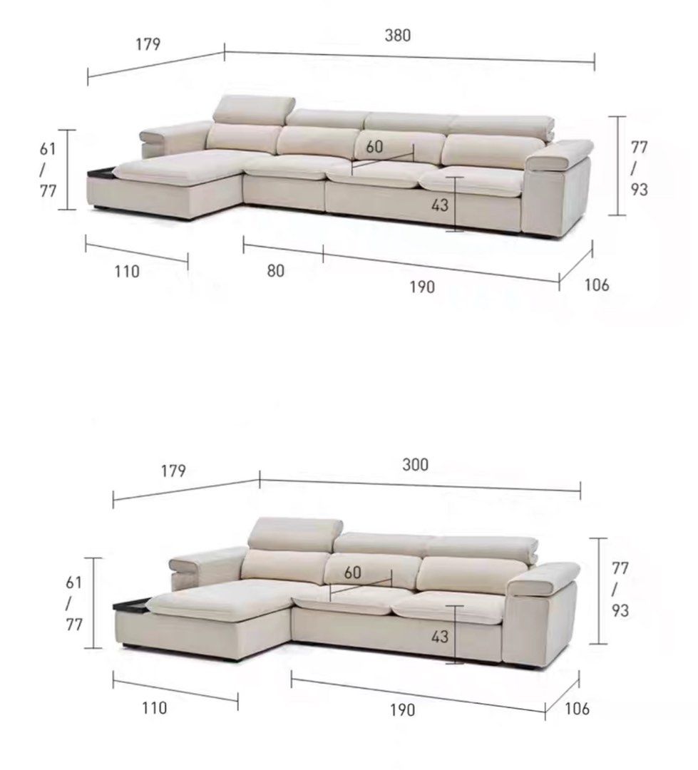 XYREN Sectional Sofa With Adjustable Headrest