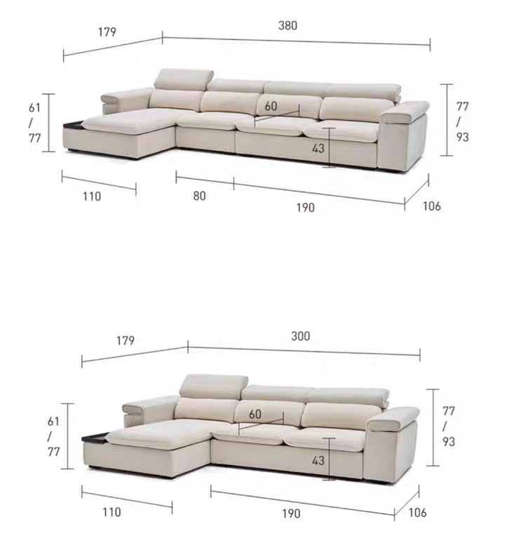 XYREN Sectional Sofa With Adjustable Headrest