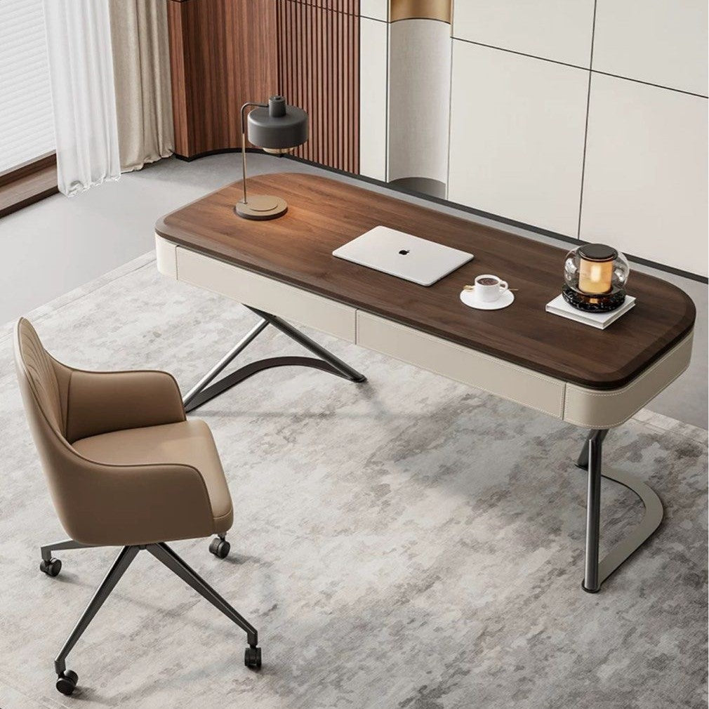LEROY Modern Walnut Wood Study Desk