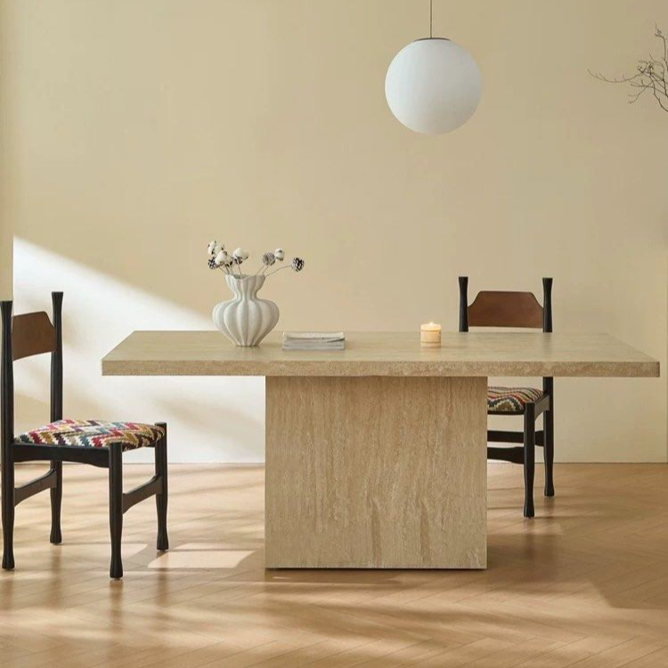 GOHA Modern Travertine Storage Dining Table