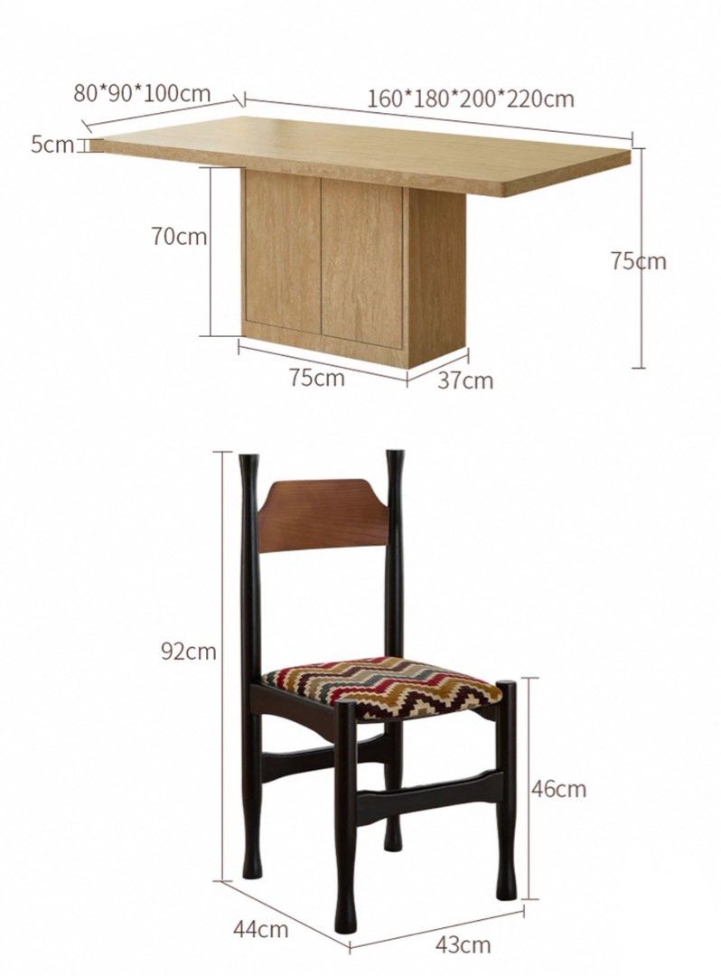 GOHA Modern Travertine Storage Dining Table
