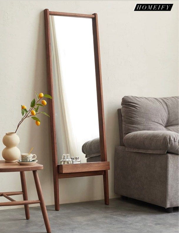 GRAM Solid Wood Standing Mirror Shelf