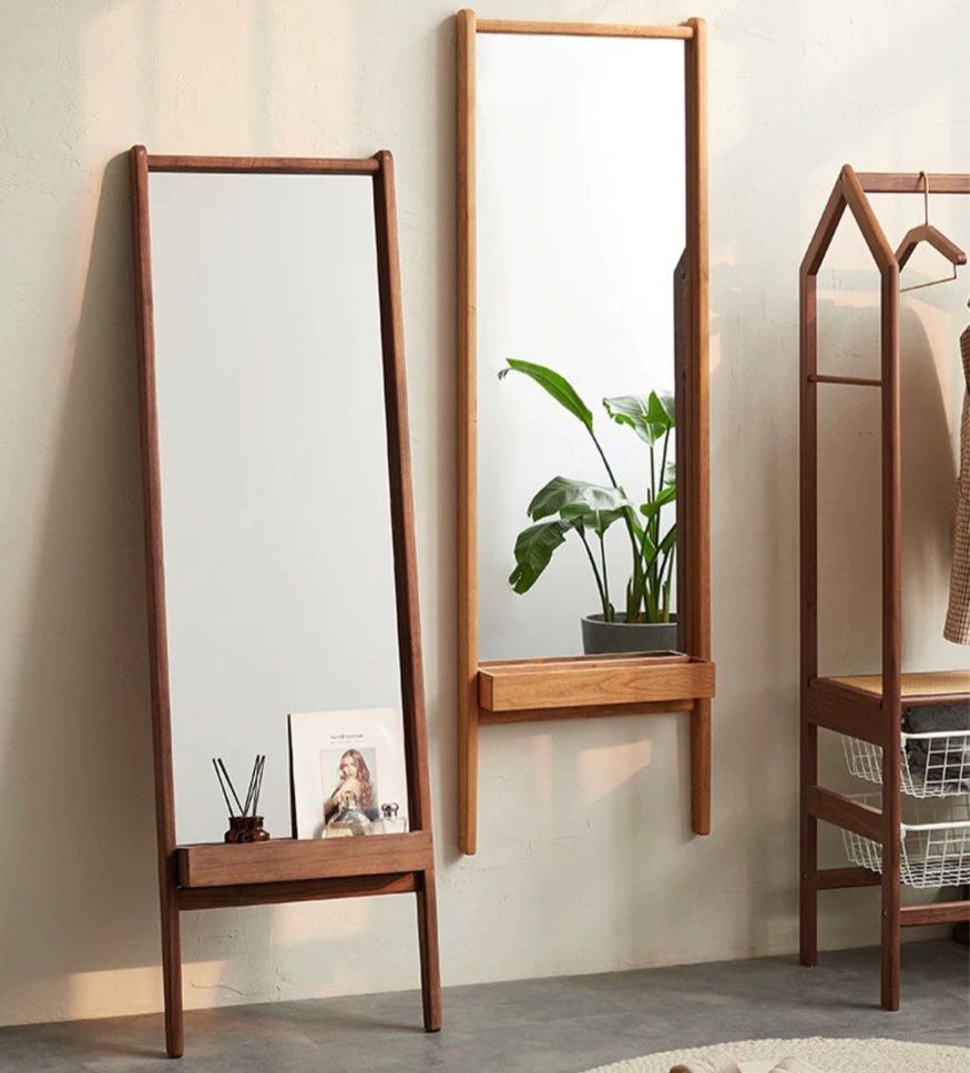 GRAM Solid Wood Standing Mirror Shelf