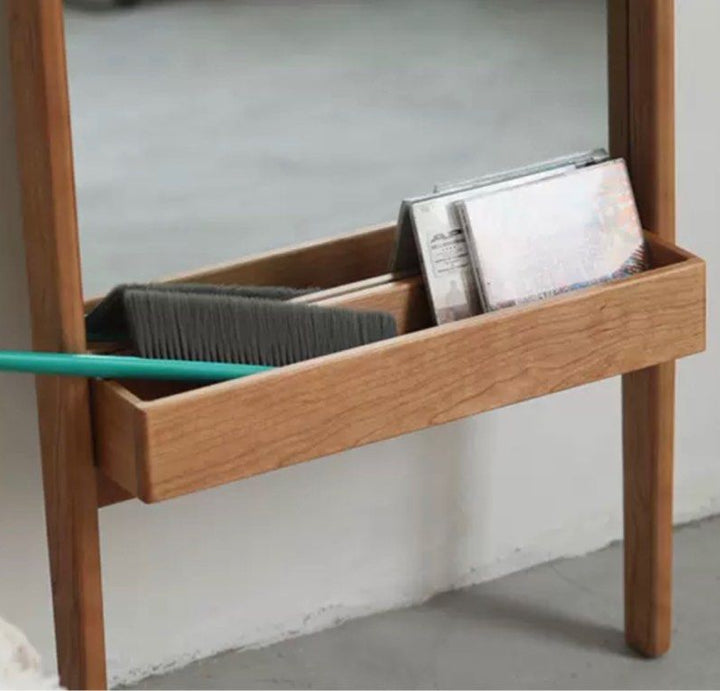 GRAM Solid Wood Standing Mirror Shelf