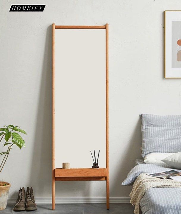 GRAM Solid Wood Standing Mirror Shelf