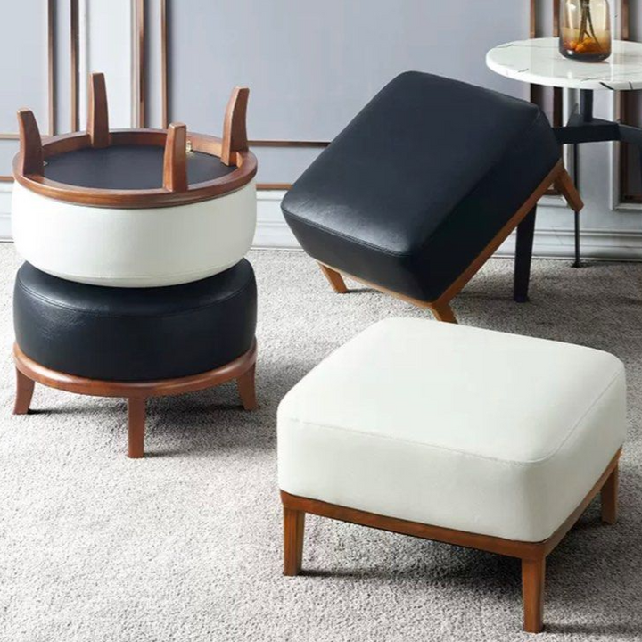 DENZEL Genuine Leather Pouf