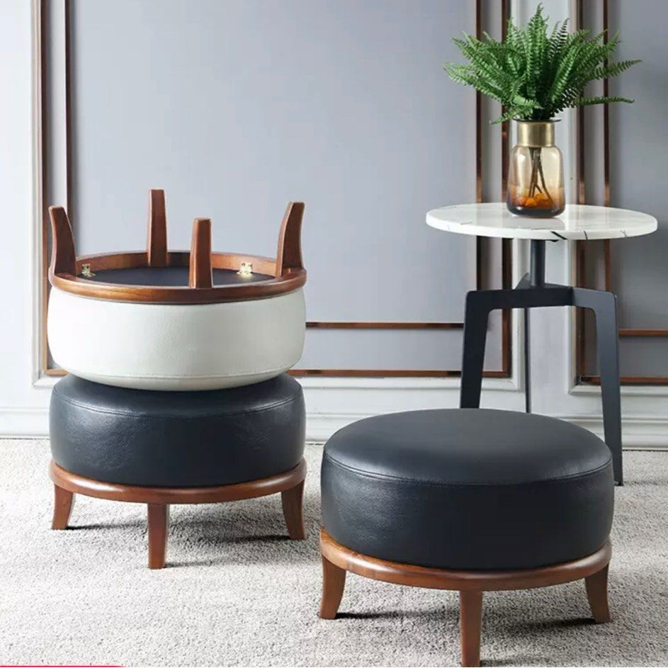 DENZEL Genuine Leather Pouf