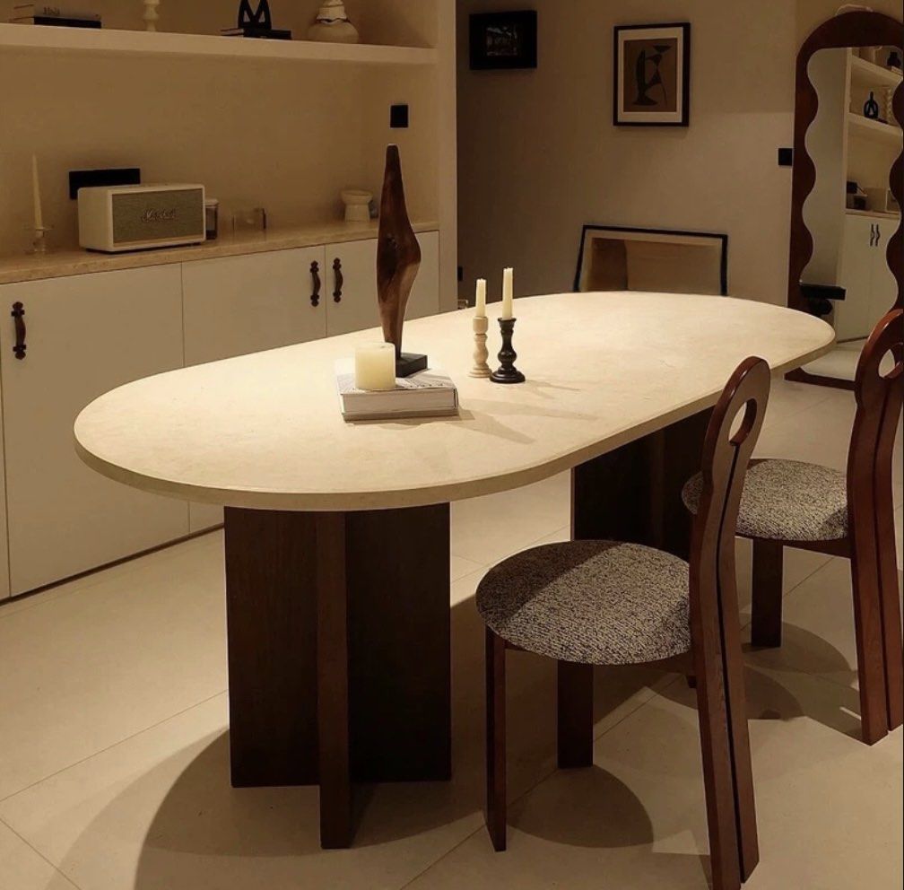 KOZEN Modern Travertine Dining Table