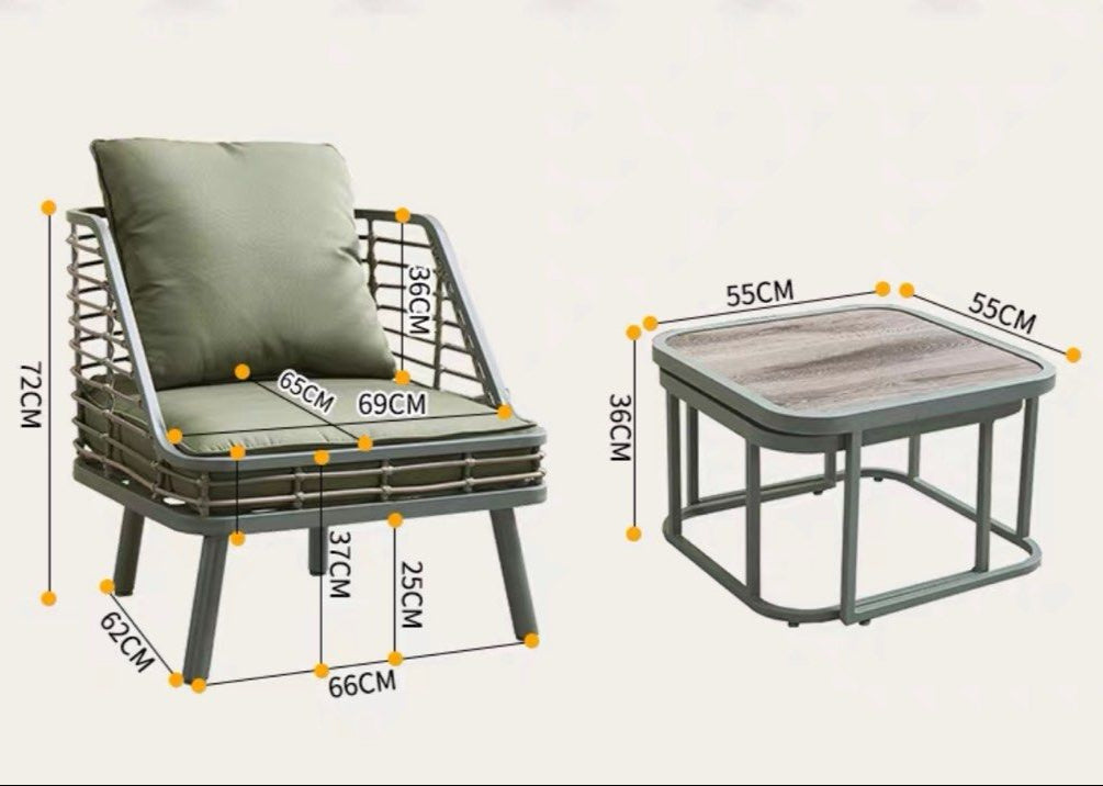 MELISSA Modern Outdoor Lounge Chair Set