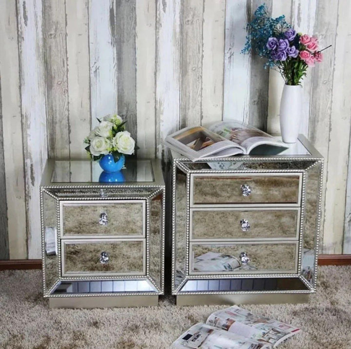 HAEZL Mirrored Bedside Table