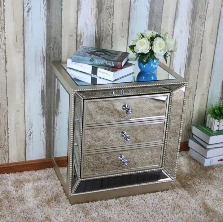 HAEZL Mirrored Bedside Table