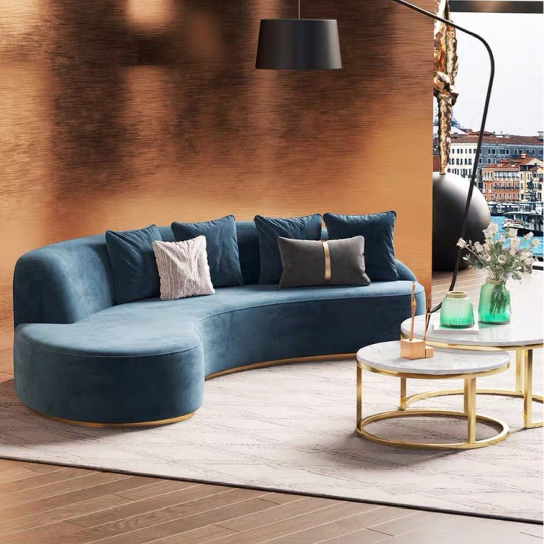 ROMELIA Modern Curved Velvet Sofa