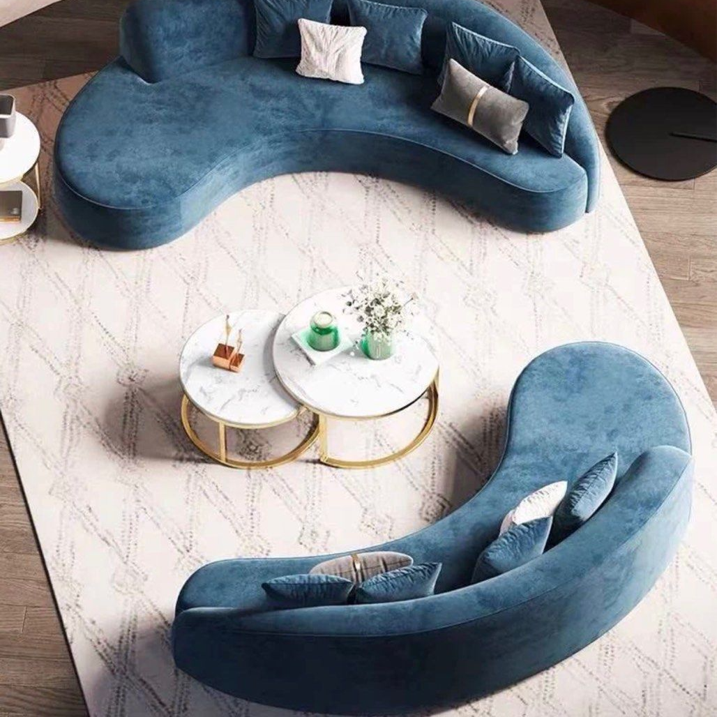 ROMELIA Modern Curved Velvet Sofa