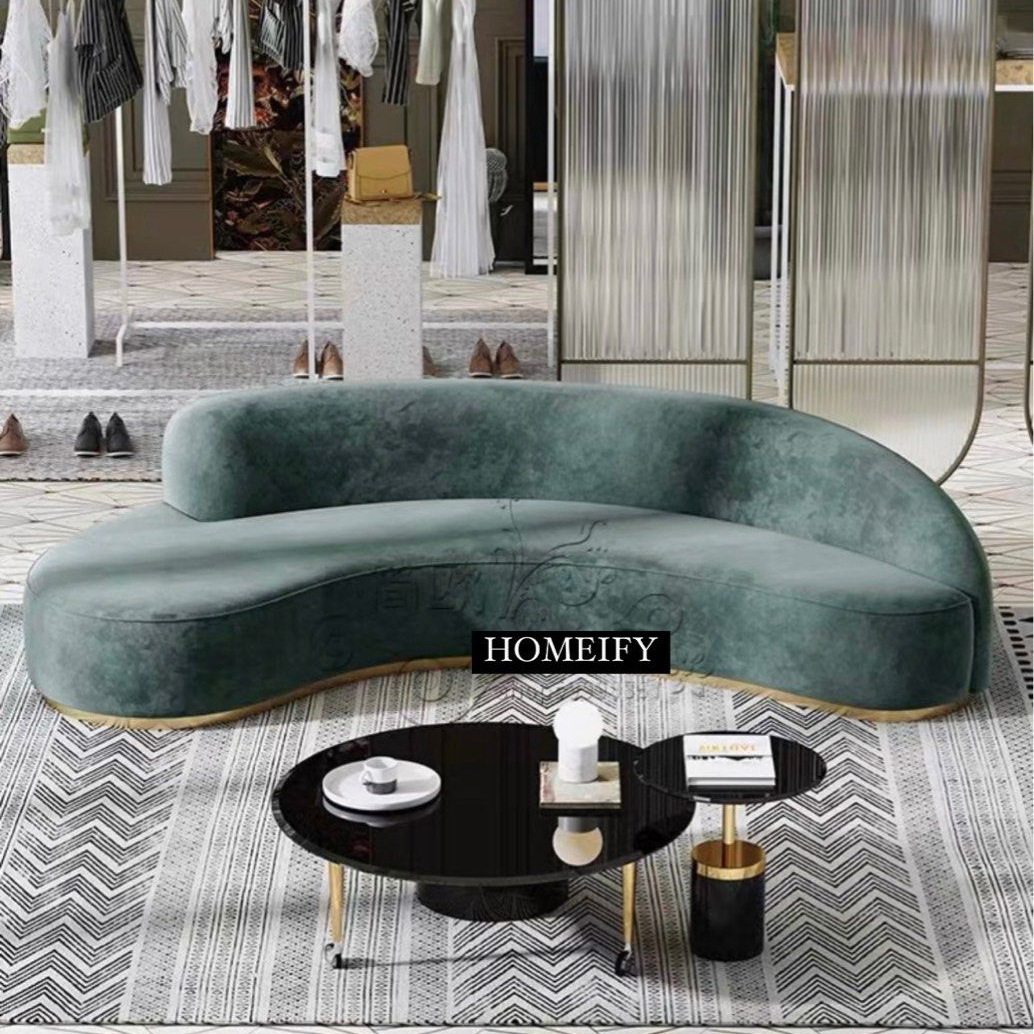 ROMELIA Modern Curved Velvet Sofa