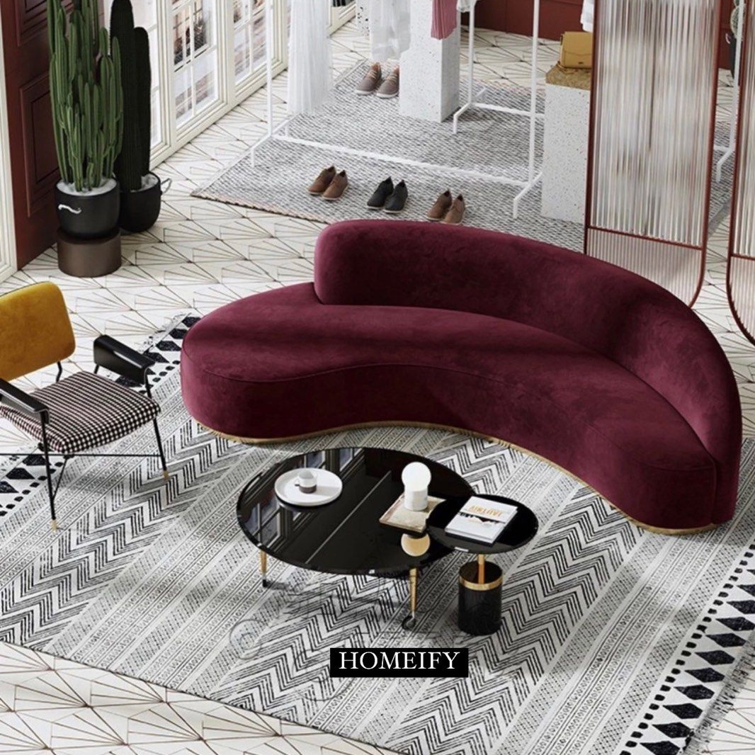 ROMELIA Modern Curved Velvet Sofa