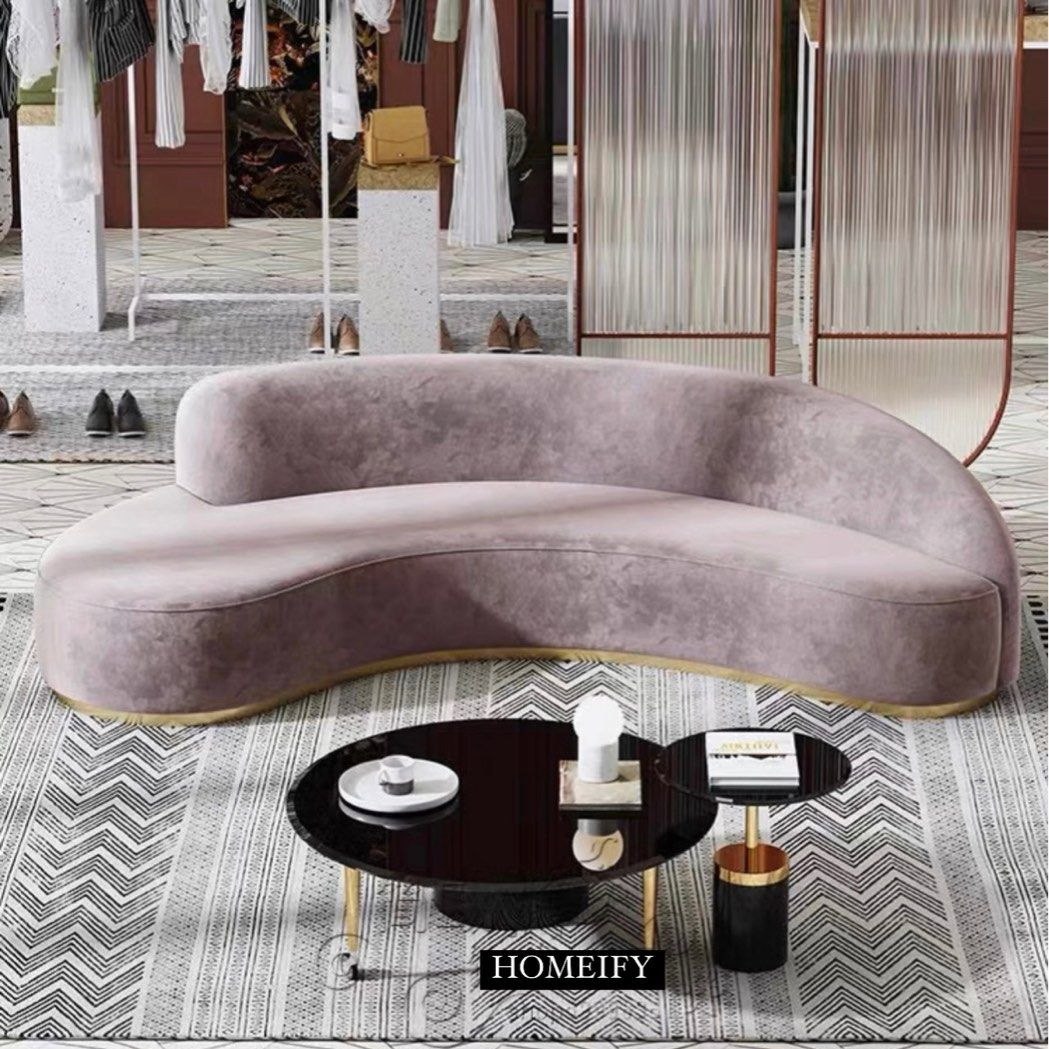 ROMELIA Modern Curved Velvet Sofa