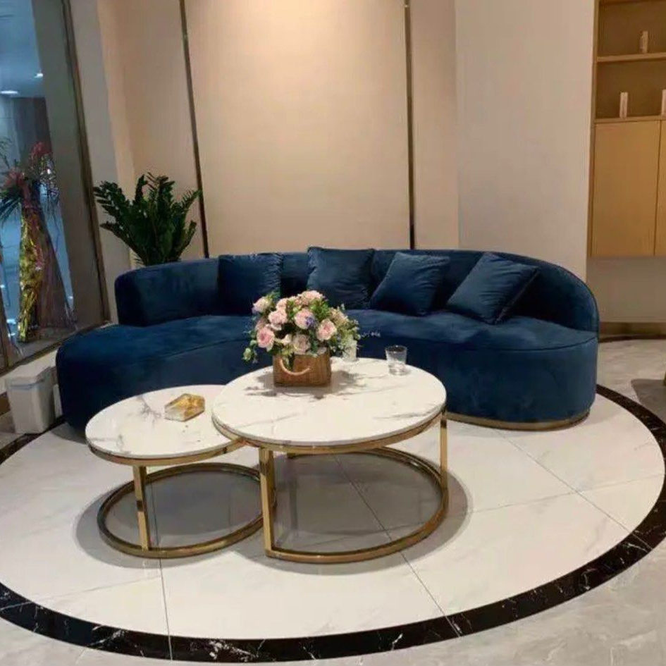 ROMELIA Modern Curved Velvet Sofa