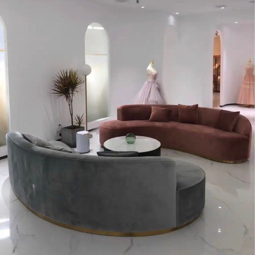 ROMELIA Modern Curved Velvet Sofa