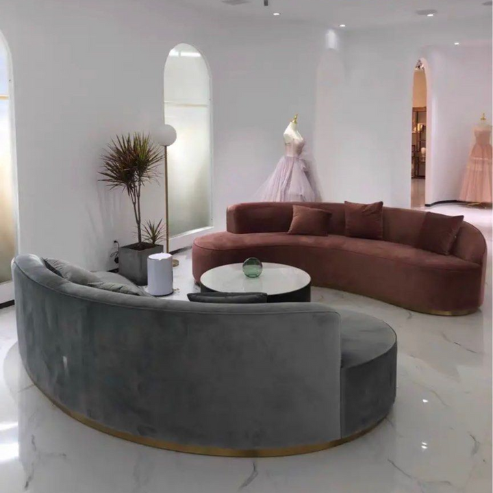 ROMELIA Modern Curved Velvet Sofa
