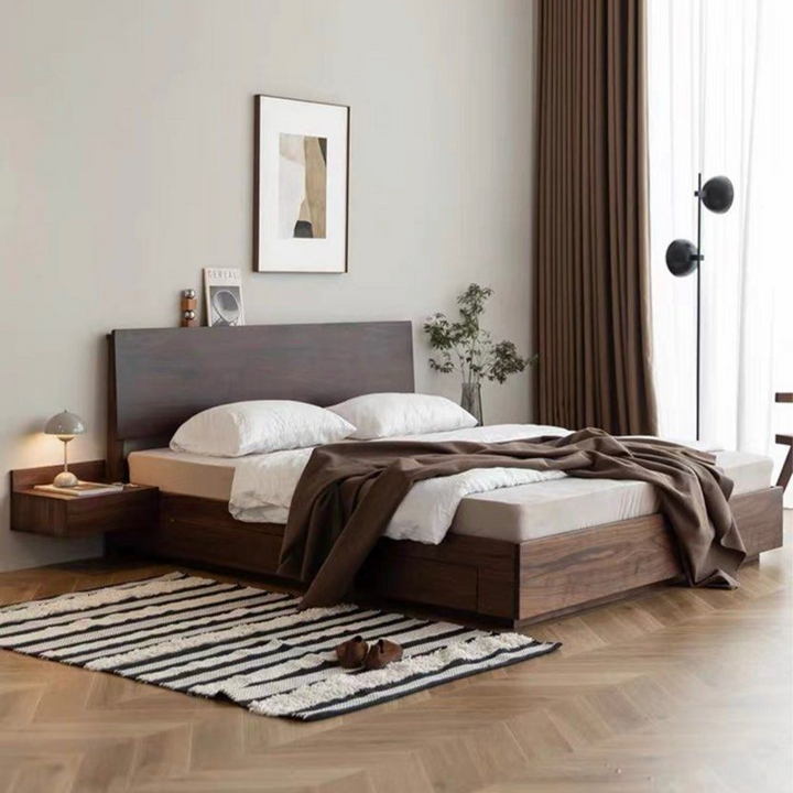 HANE Rustic Solid Wood Storage Bedframe